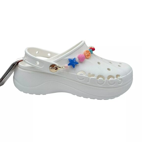 CROCS Shoes - Crocs Women's Baya Midsummer Platform Clog Sandals Size 8 White Jibbitz Jewelry